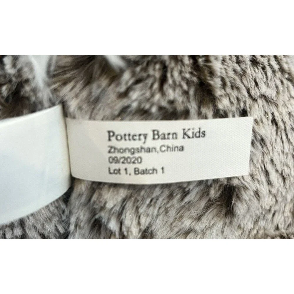 Pottery Barn Kids Gray Plush  Bunny Rabbit Stuffed Animal Pink Plaid Bow Easter